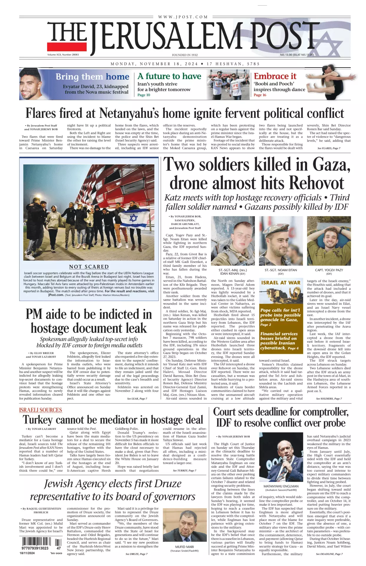 Prima-pagina-the jerusalem post-edizione-di-oggi-18-11-2024